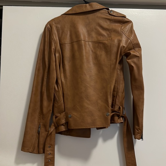 Brown leather biker jacket - Picture 4 of 4